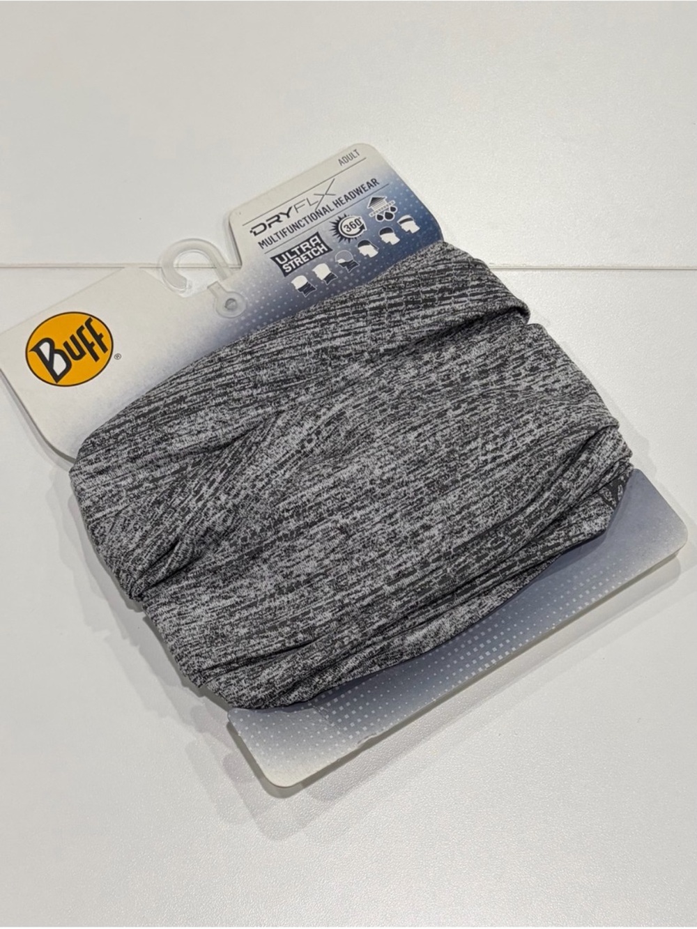 Buff DryFlx Neckwarmer Adult Gray NWT Multifunction Cool Weather UPF 50+ Reflect